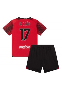 Fotbalové Dres AC Milan Rafael Leao #17 Dětské Domácí Oblečení 2023-24 Krátký Rukáv (+ trenýrky)